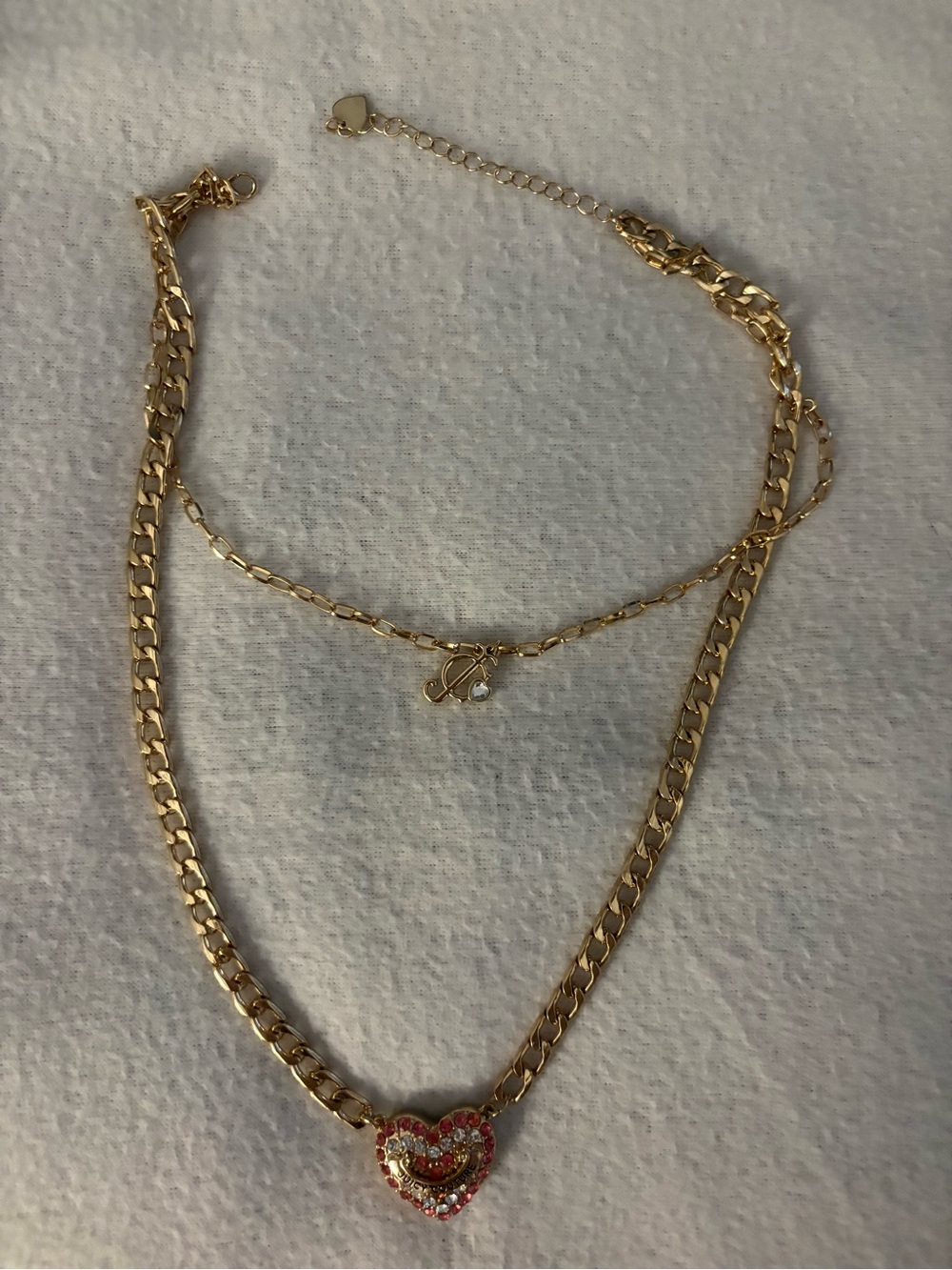 Juicy Couture Pink Heart Double Layered Necklace